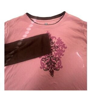 Y2K Shirt SB Active Pink Double Layer Graphic Long Sleeve Shirt XL
